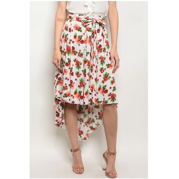 Dresses & Skirts - White Floral High Low Skirt